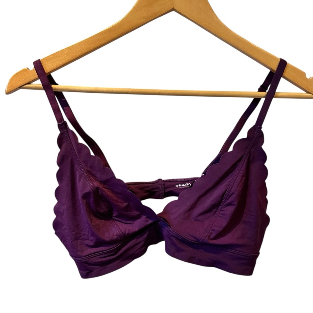Wander Hot Totties Bralette Burgundy Scalloped Size Large